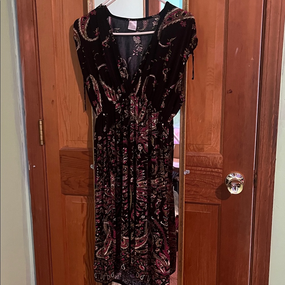 Floral Black Dress with Paisley Print